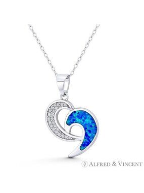 Freeform Charm Lab-Created Opal CZ Crystal 925 Sterling Silver Statement Pendant